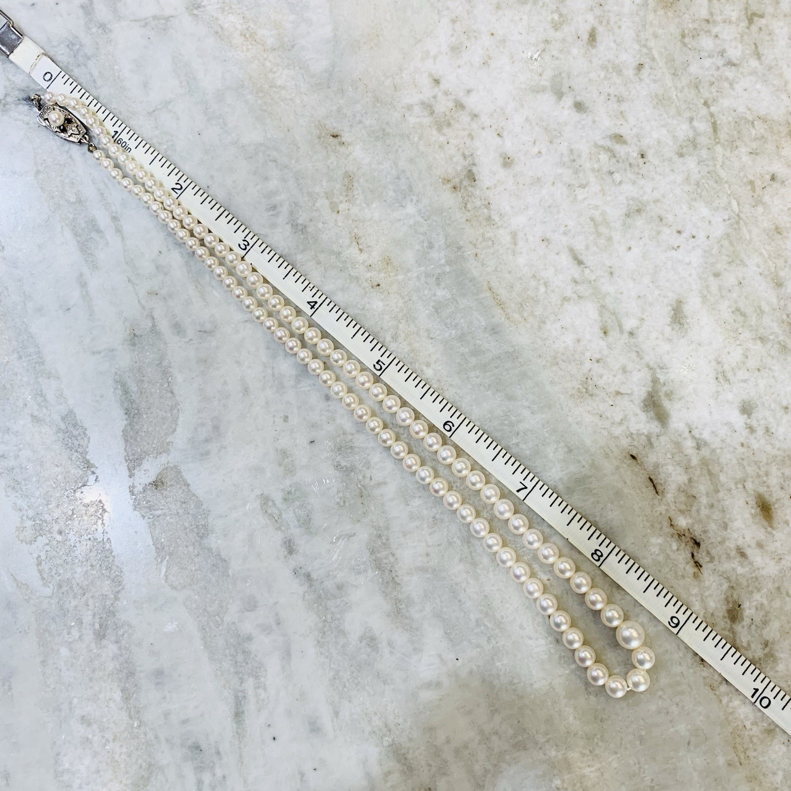 Mikimoto Akoya Pearl Necklace Strand Graduated Hi Luster VTG Japan Silver 18”