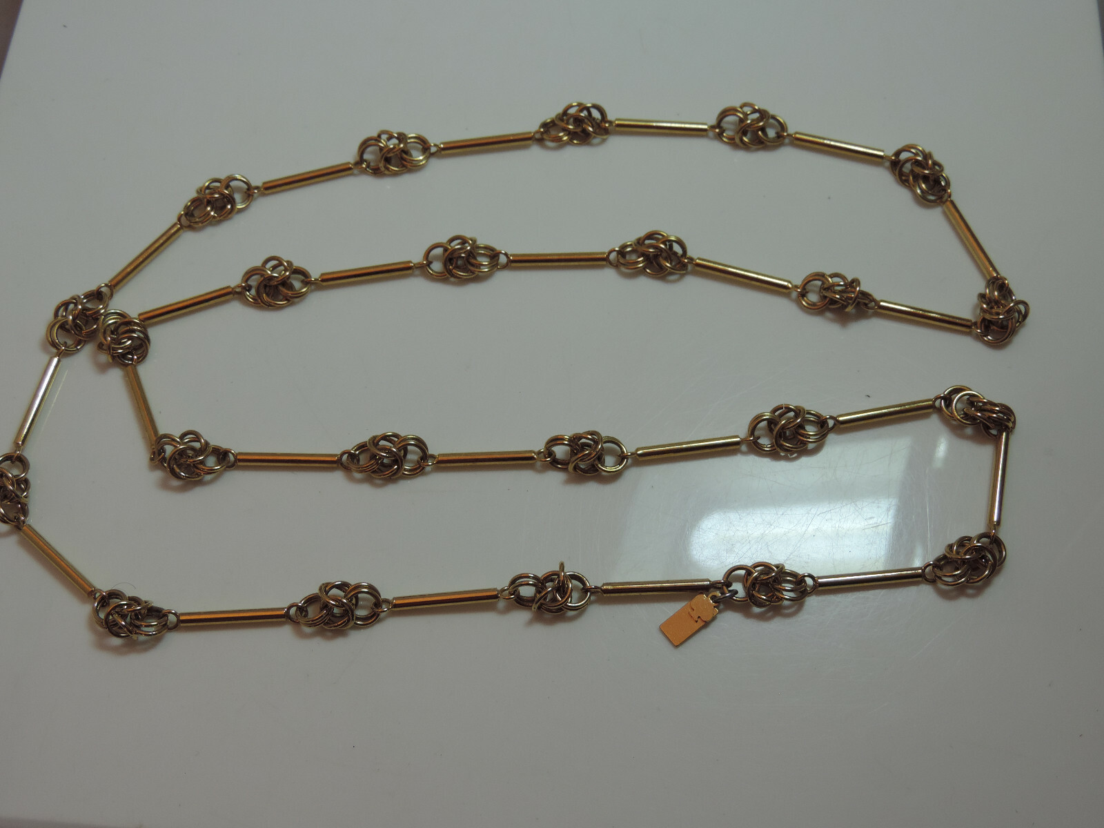 Kate Spade Bar Link Byzantine stations design 36″ gold tone Chain Necklace CL 25