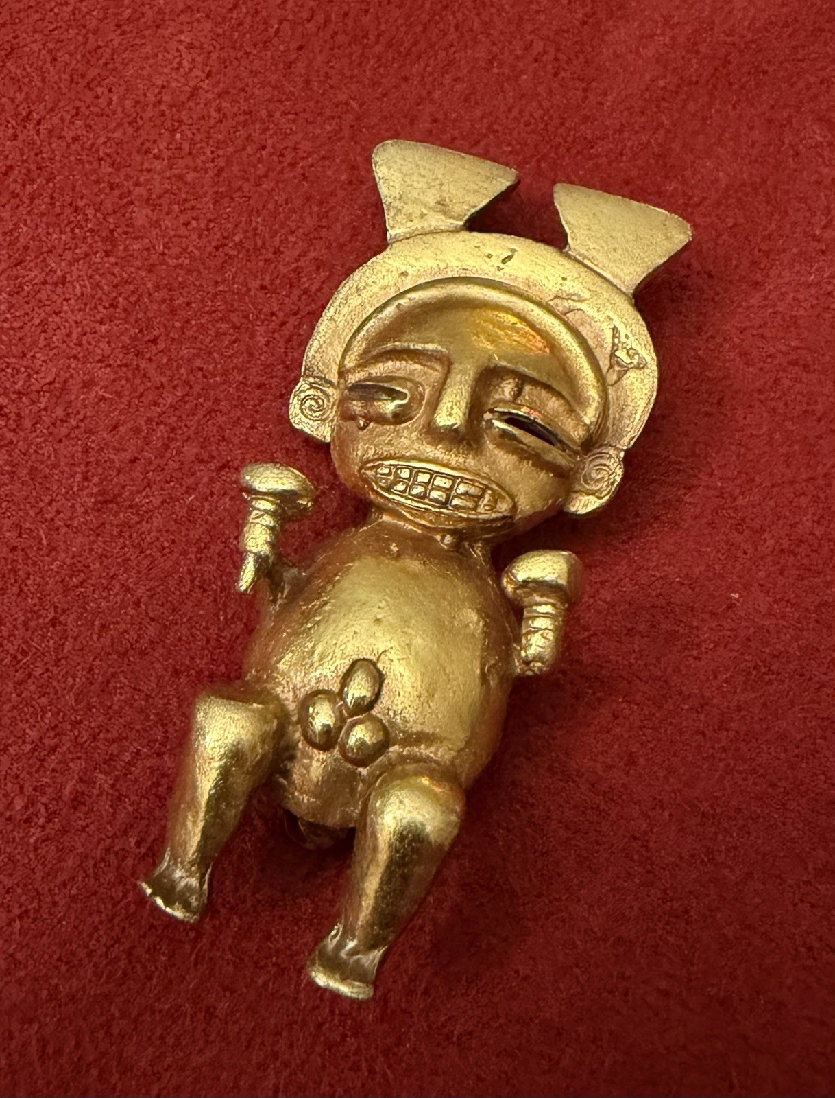 Vtg ALVA Museum Reproduction Pre Colombian Aztec Mayan Style Gold Tone Pin