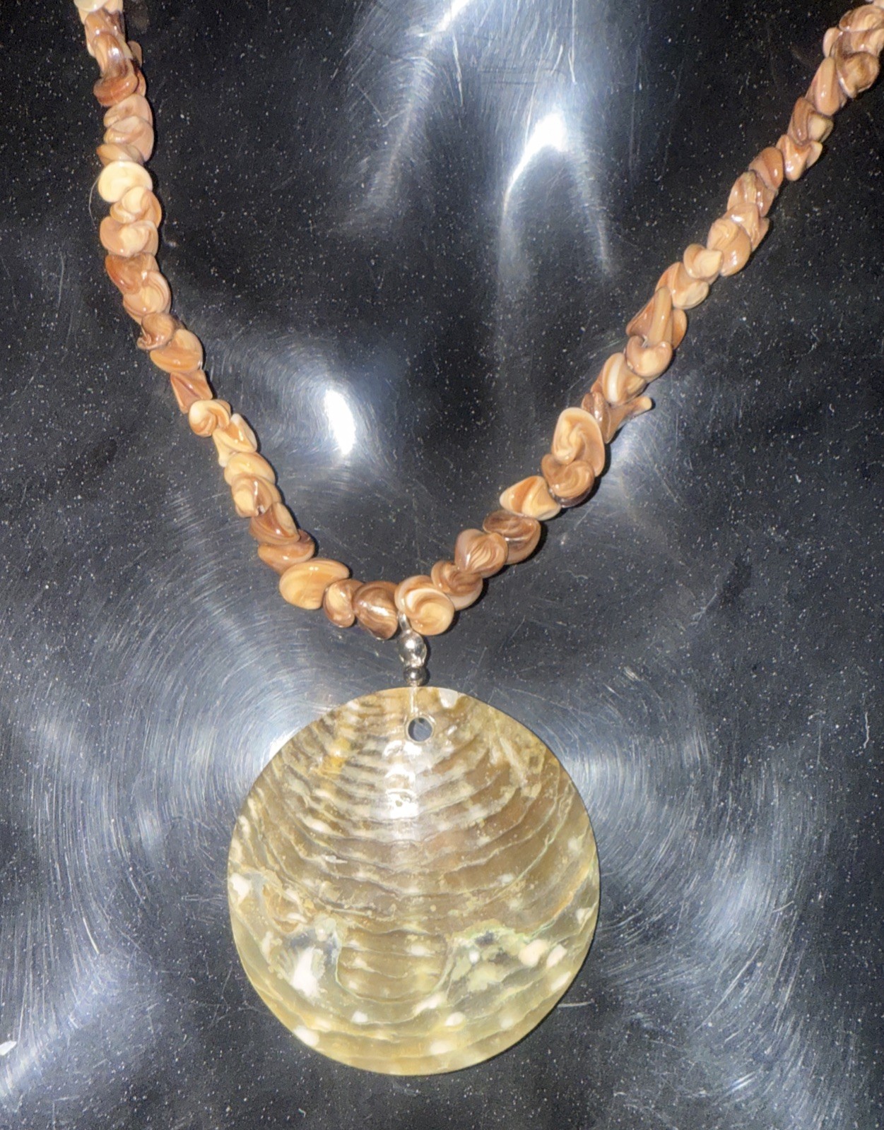 Vintage Shell Beads And Shell Pendant