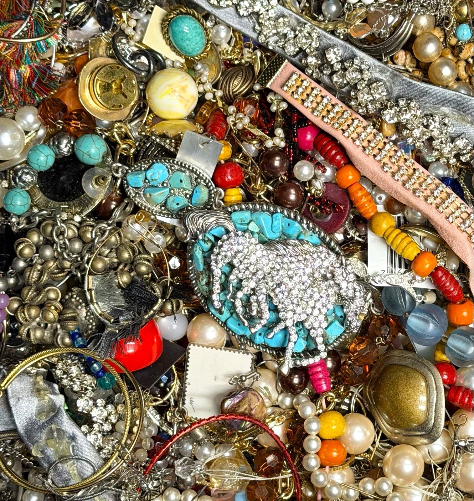 Jewelry Lot 7 Lbs Pounds Unsearched Junk & Wear Vintage & Mod Tangles Treasure