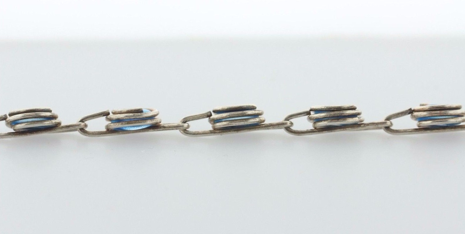 Sterling Silver 925 Wire Wrapped Oval Blue Tiger Eye Link Toggle Bracelet – 6.5″