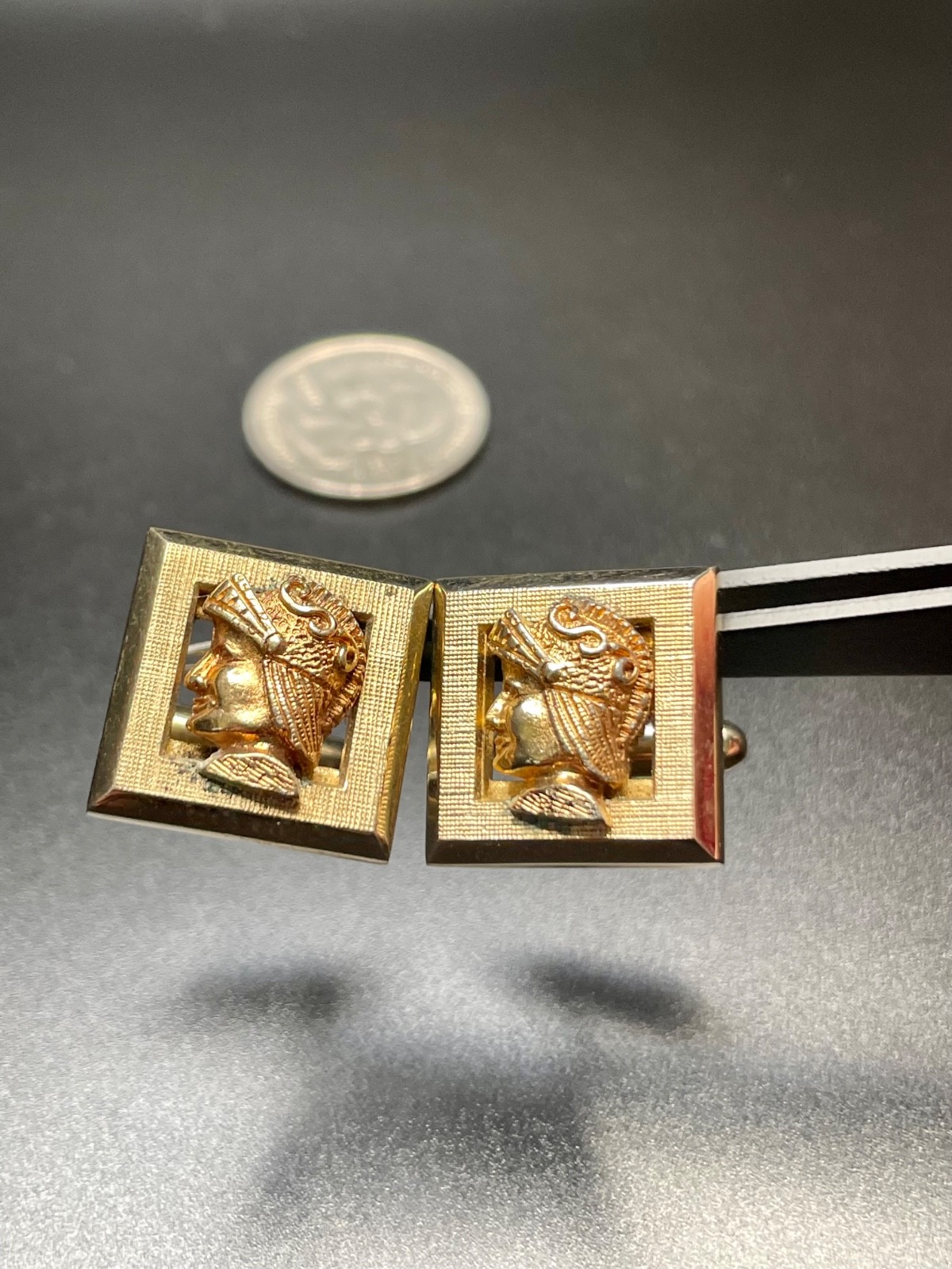 Vintage Classical Profile Cufflinks Gold Tone Greek Roman MCM