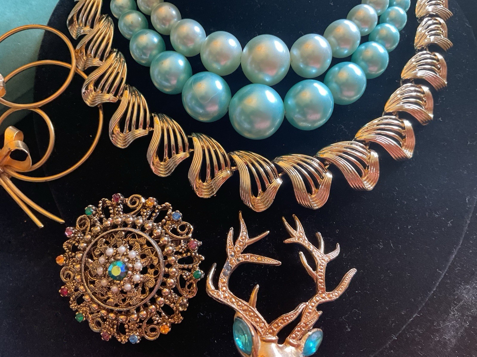 Vtg Aqua Blue Summer Jewelry Mix Lot Earrings Necklace Brooch Lisner Japan Coro
