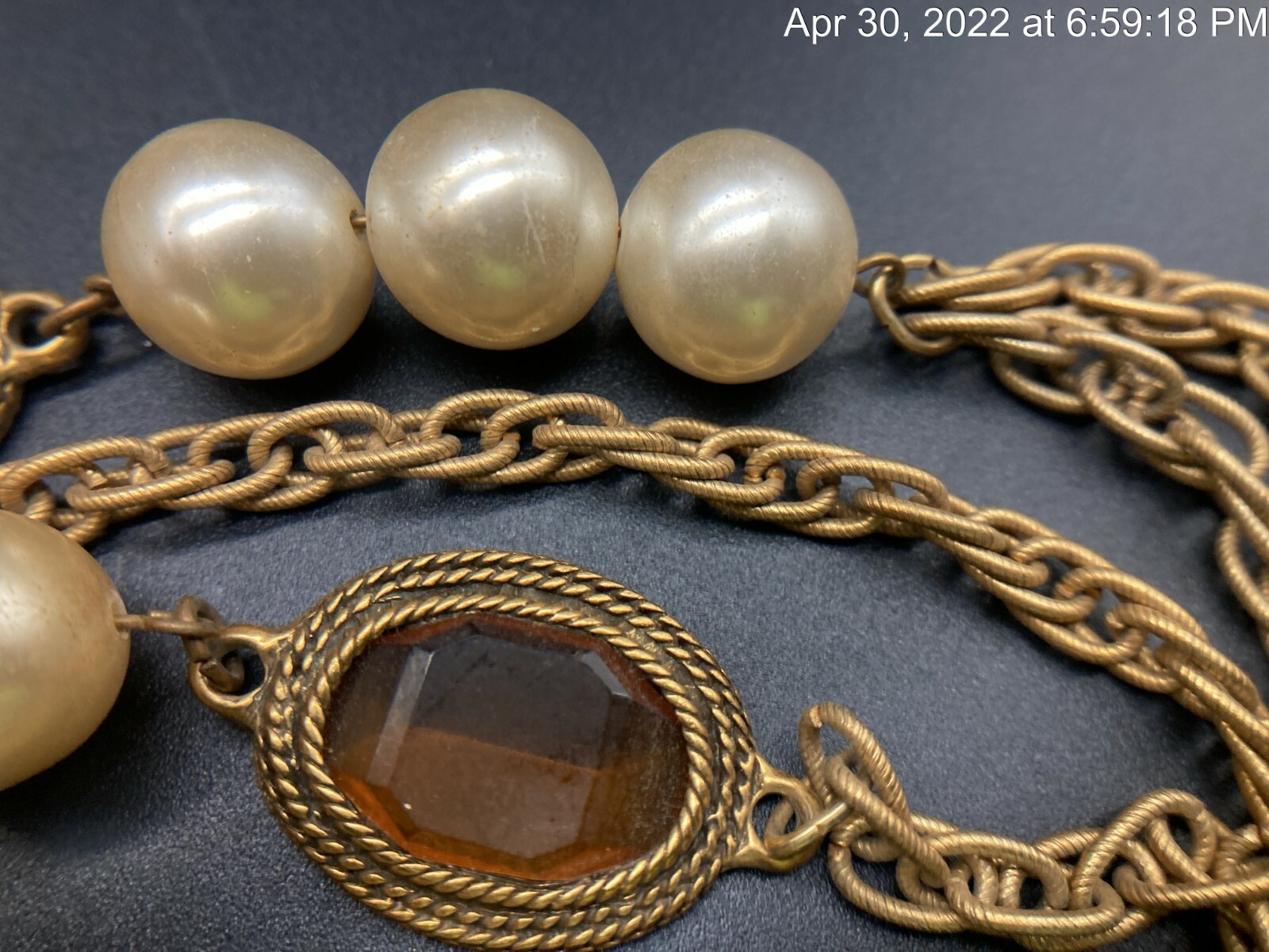 Vintage Czech Glass Faceted Crystal Gold Tone Rope Art Deco Flapper Necklace 32”