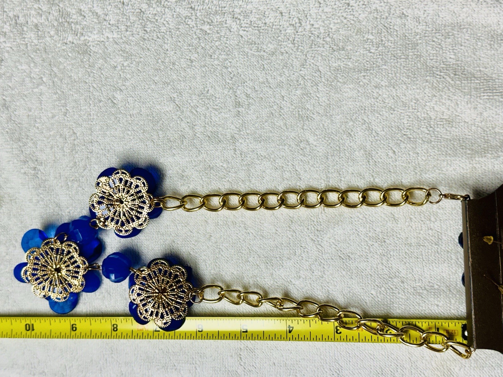 Blue Faceted Petal Flower Bead Bib Collar Necklace & Pierced Earrings n981