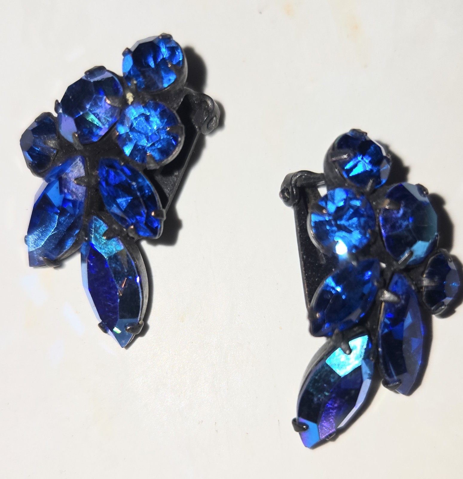 Vintage Rhinestone Clip Back Earrings