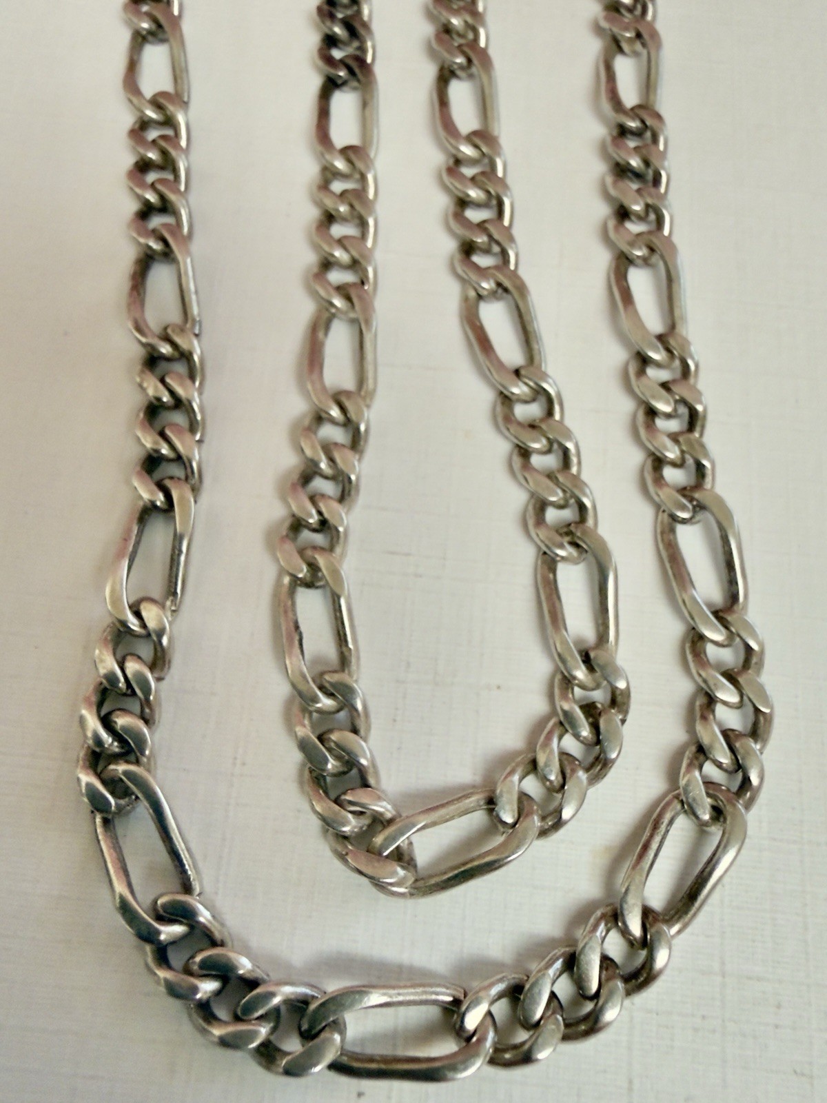 925 Sterling Silver Figaro Chain- 20″ – 50.5 cm -27g Vintage East European #1931