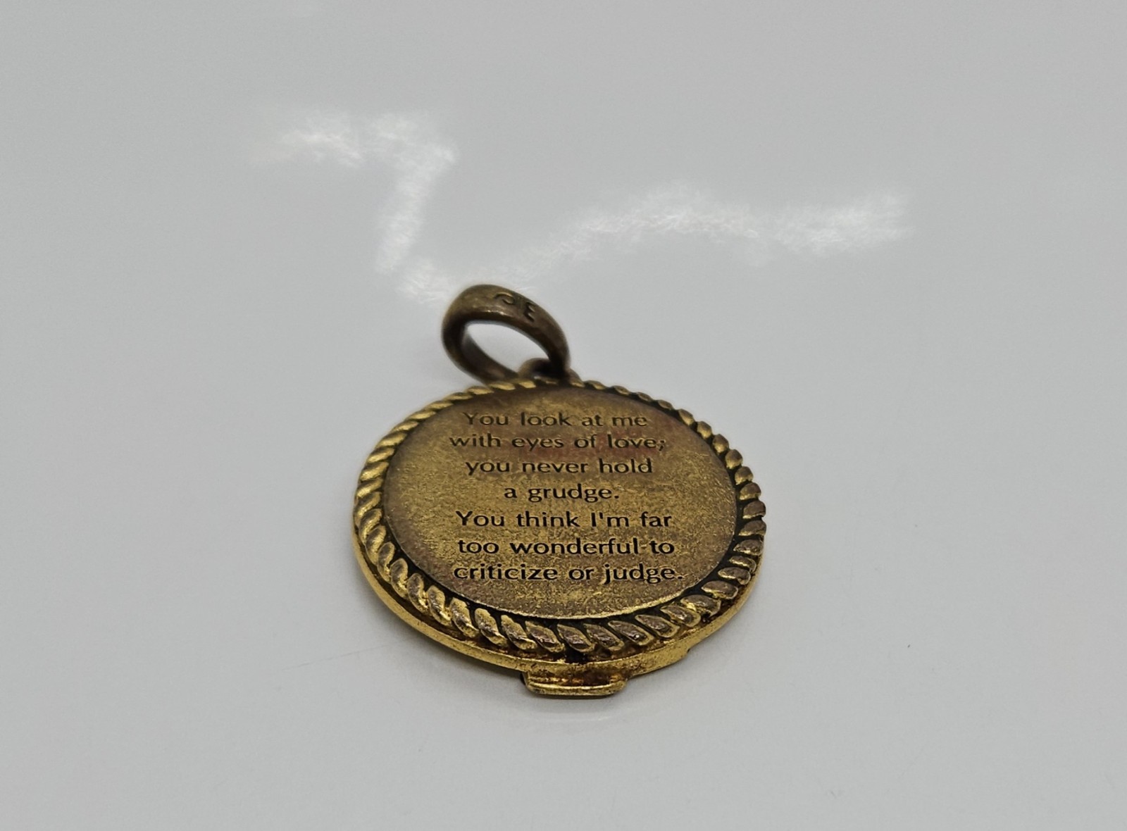 Vintage Dog Photo Pendant with Poem on Back 1″
