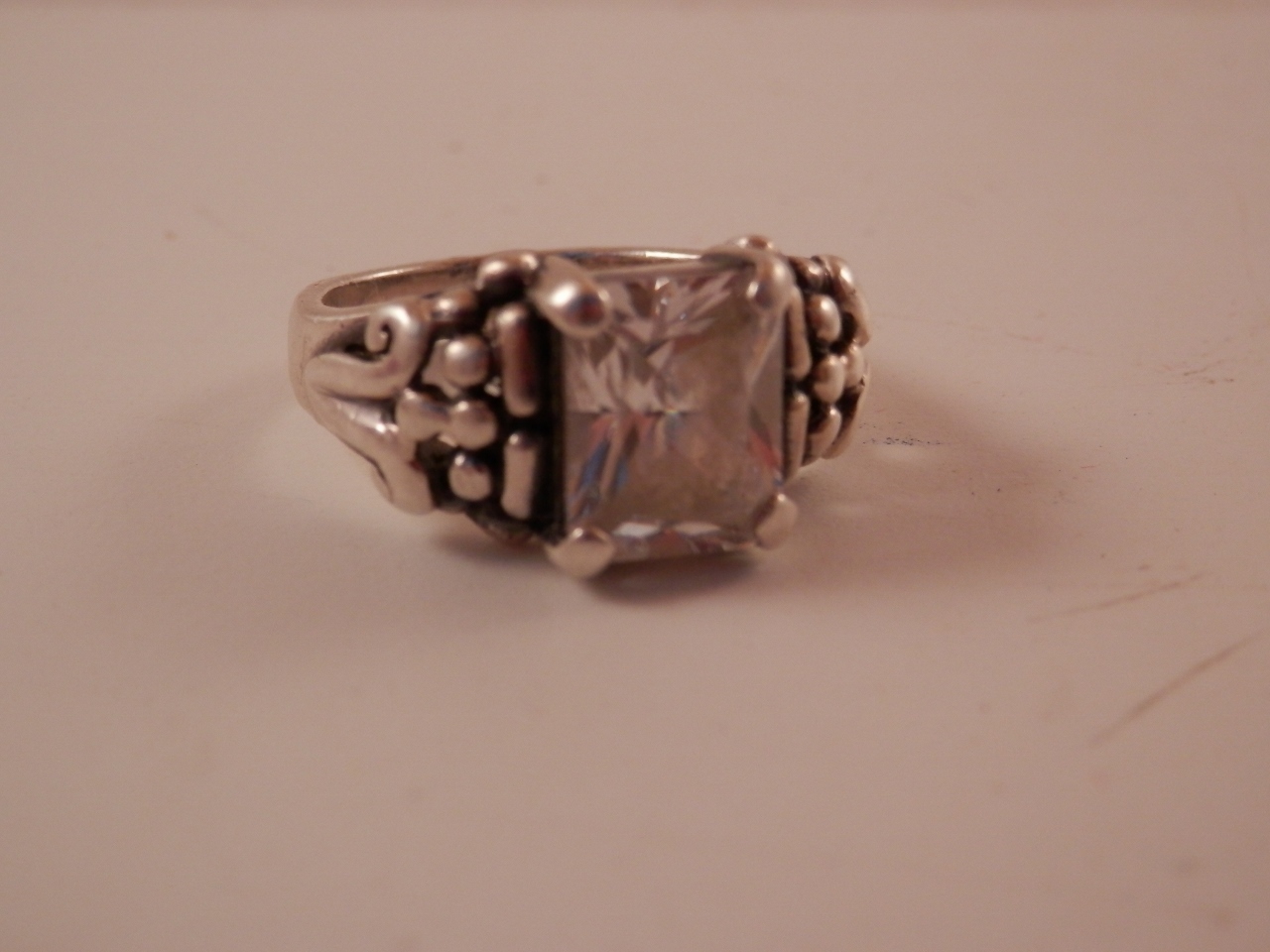 Vintage Clear Topaz Sterling Silver Ring size 6.5 Gorgeous