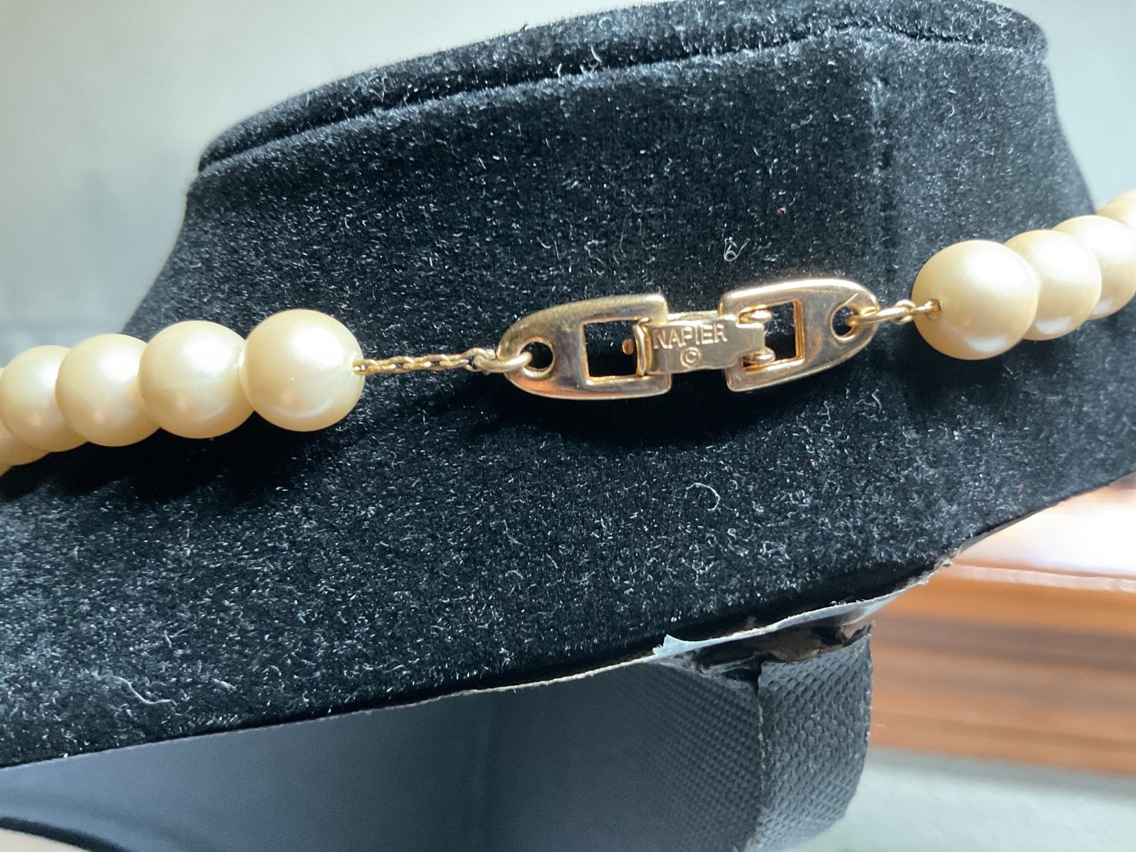 Napier faux pearl necklace with gold tone accents and bracelet