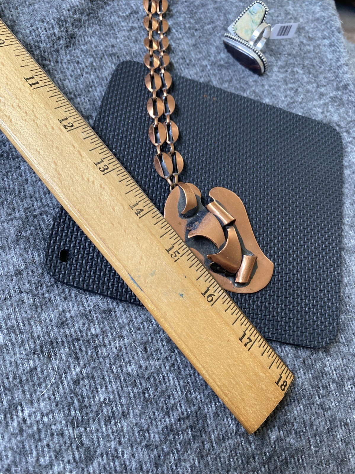 Vintage Modernist OJ Kunley Brutalist Copper Sculpture Hand Made Necklace!
