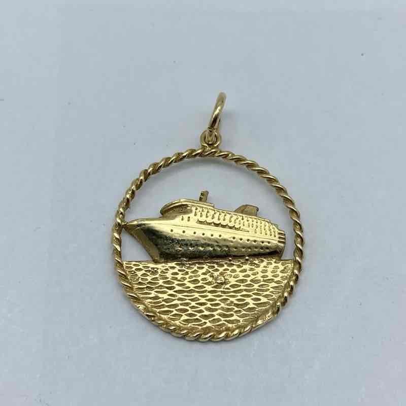 14K Yellow Gold Maasdam Cruise Ship Pendant Holland America Nautical Souvenir