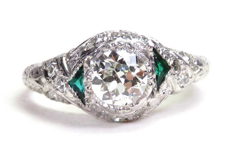 Antique Art Deco 1920’s Diamond Engagement Ring Plat Pall Ring Size 5.5 UK-K1/2