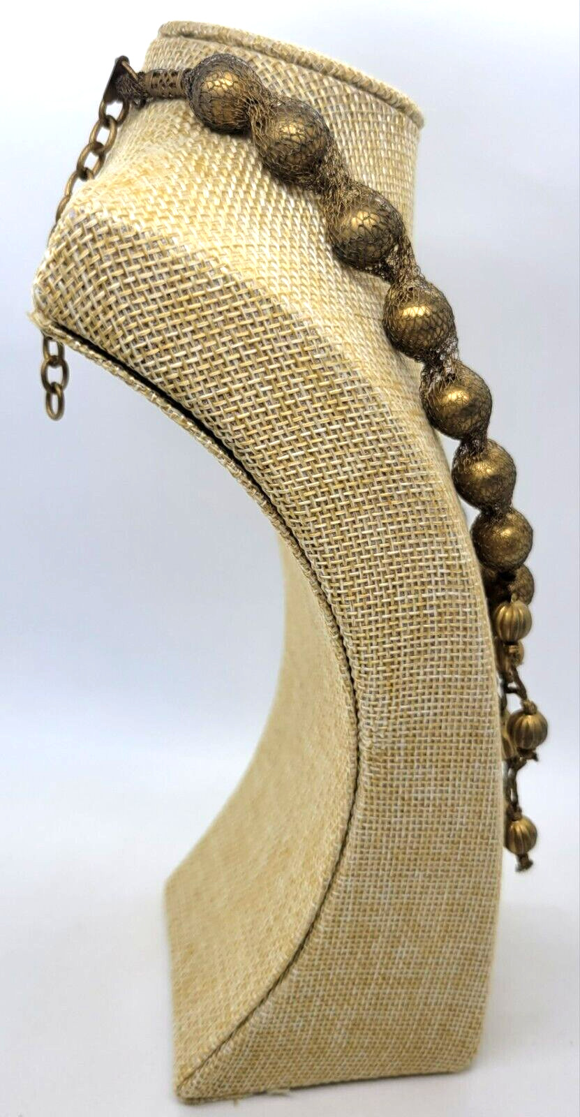 Sarah Cavender Metalworks Necklace Wire Knit Wrapped Bead Draped Tassel Chain