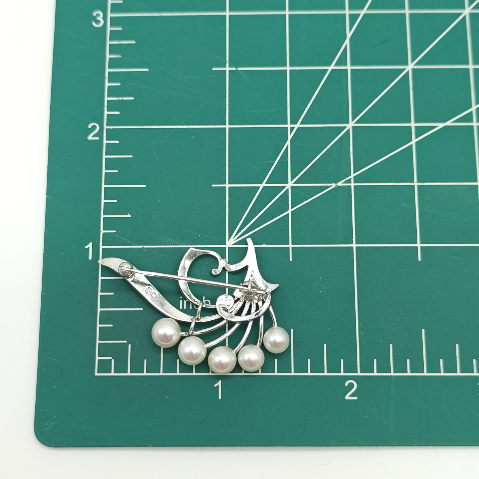 Vintage Mikimoto 5 Akoya Pearl Sterling Silver 925 Floral Design Small Brooch
