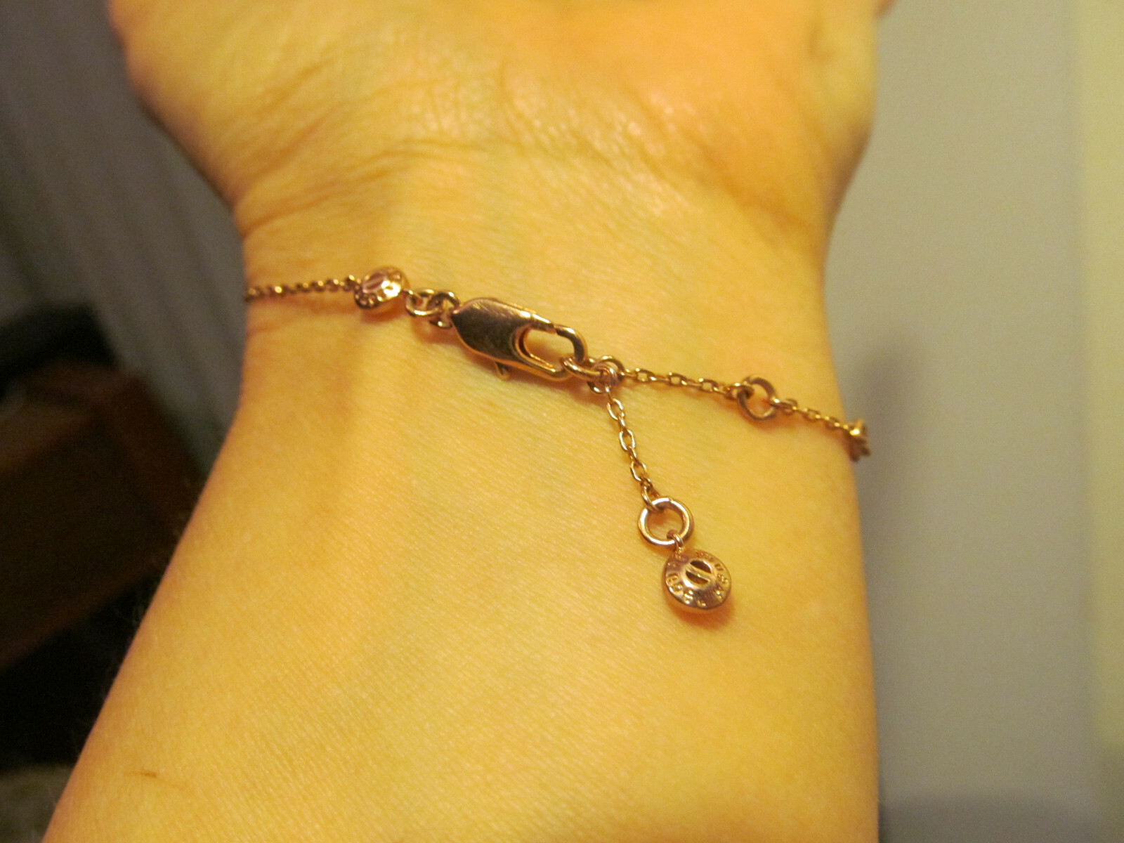 HENRI BENDEL Rose Gold tone Labradorite stone Finger Chain Bracelet
