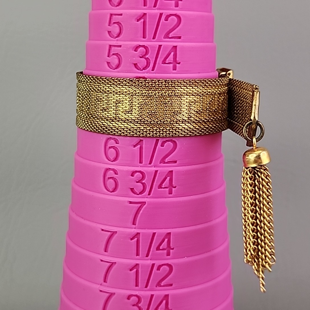 Vintage Mesh Chain Bracelet Victorian Revival Greek Key Tassel Gold Tone 7.25″