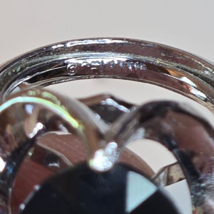 Cellini Sterling Silver Blue Crystal Cocktail Ring Vintage Statement Jewelry 7