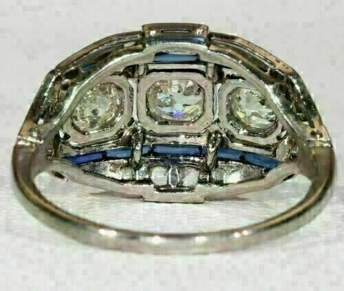 Trilogy Sparkle 2.Ct Simulated Diamond Art Deco Style Engagement Ring 925 Silver