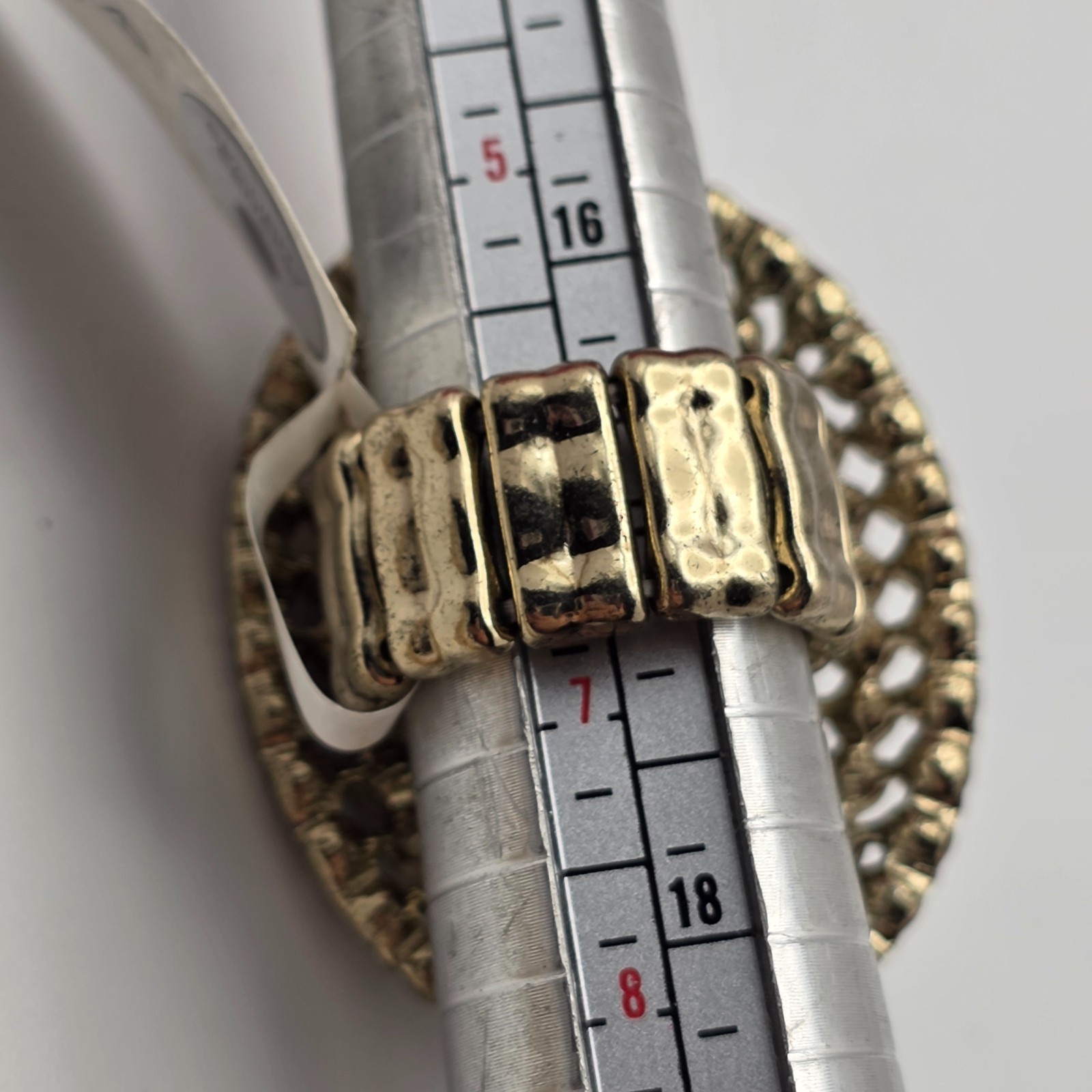 Vintage Tigers Eye Lucite Cocktail Ring Gold Tone Crystal Halo Stretch Band OS