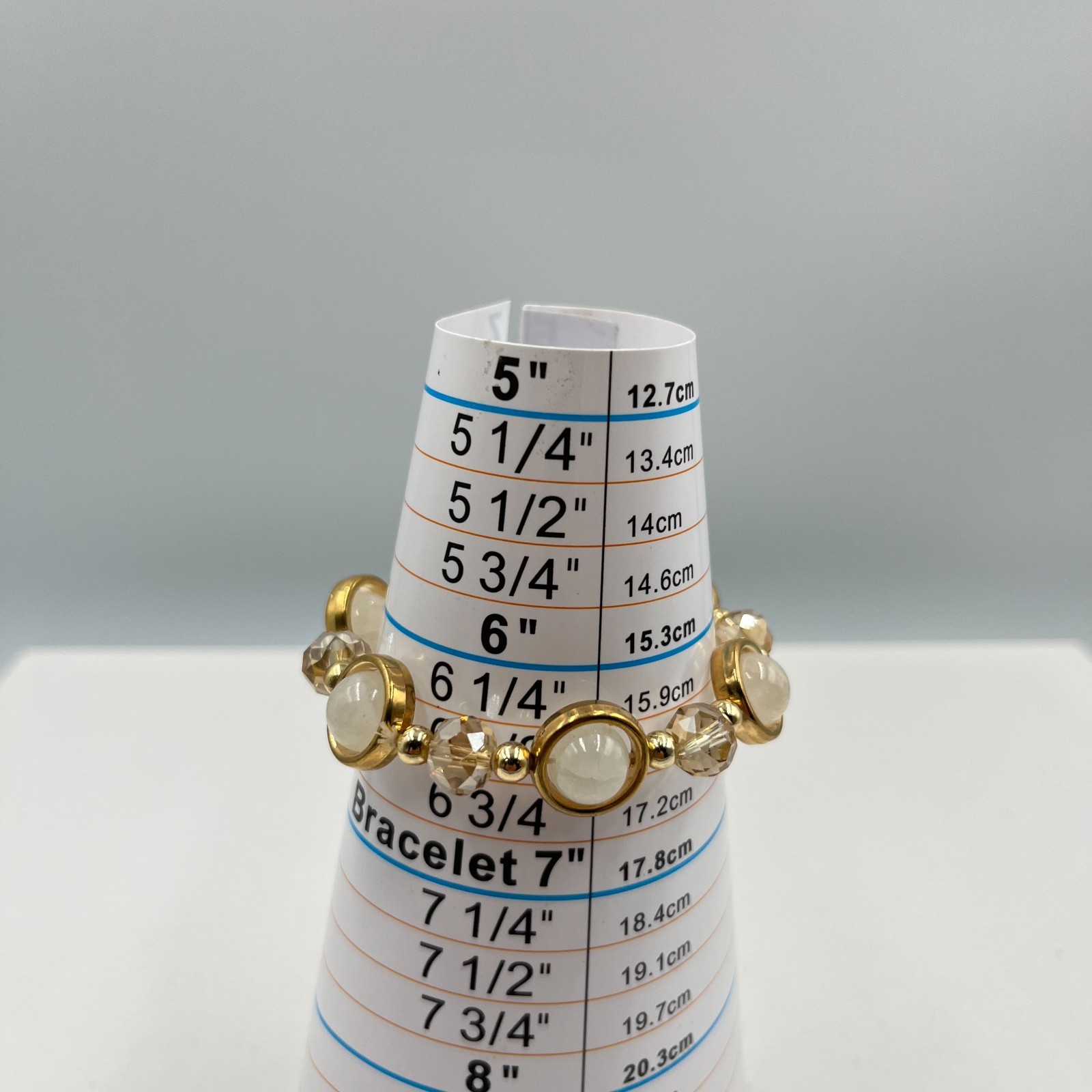Vintage Gold Tone Halo White Stone Stretch Bracelet Champagne Crystal Retro