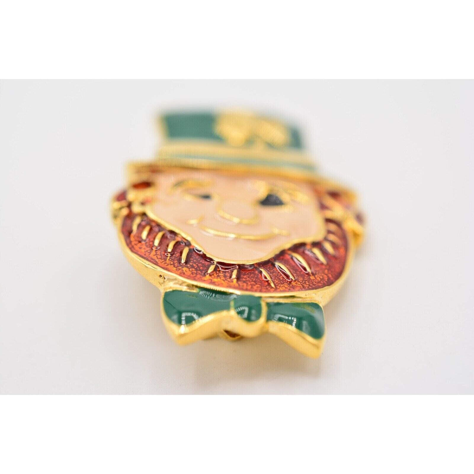 Vintage Leprechaun Shamrock Pin Brooch Green St. Patrick’s NOS 1980s BinA6