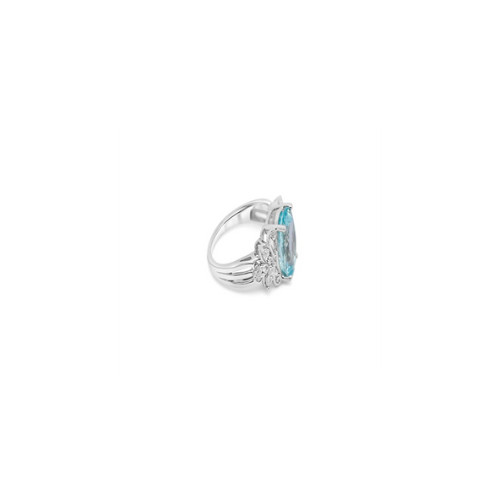 3.75 Ctw Blue Topaz Cocktail Ring 925 Sterling Silver Bridal Wedding Gift Ring