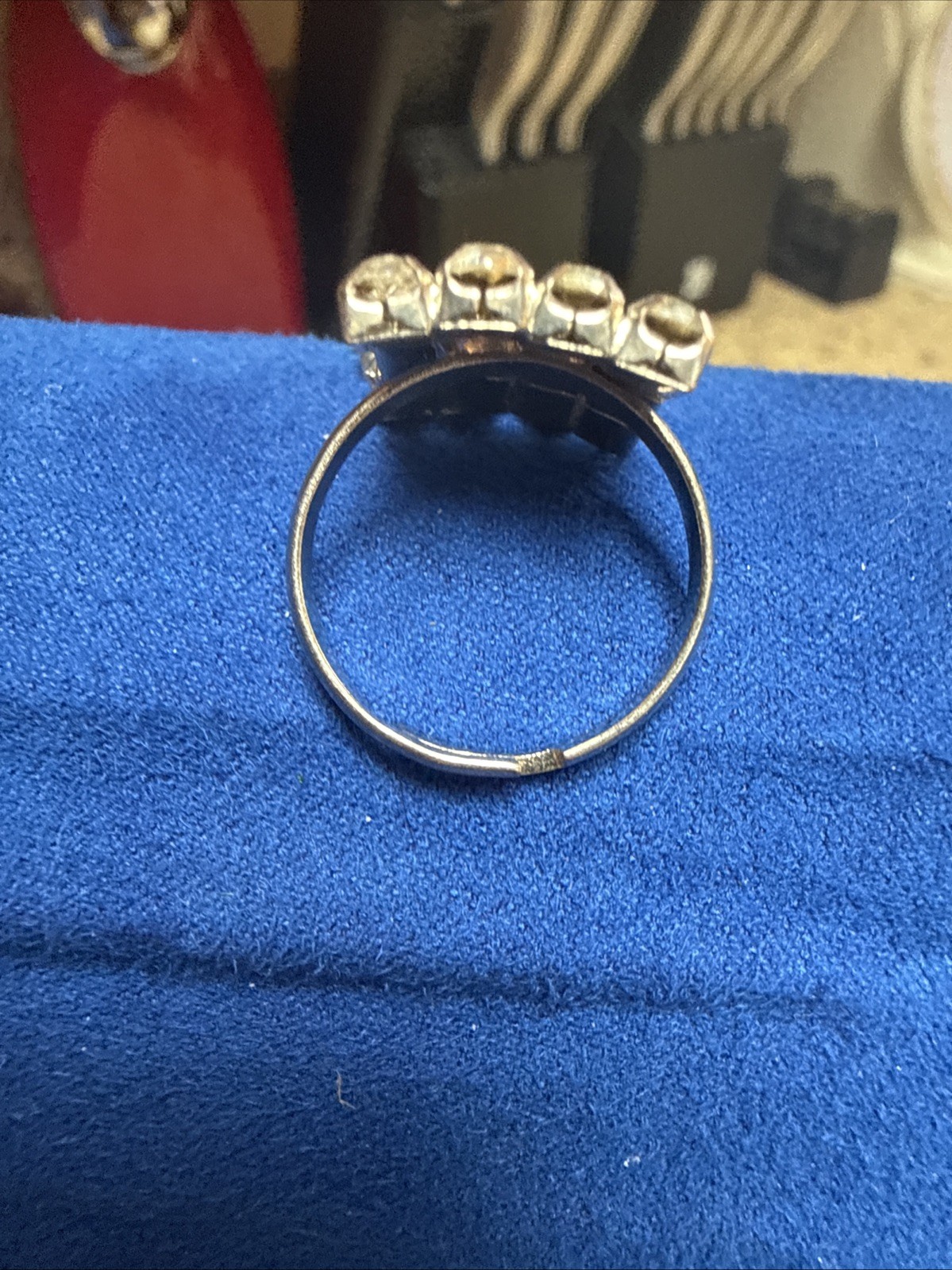 Rhinestone Vintage Ring With Attached Bracelet