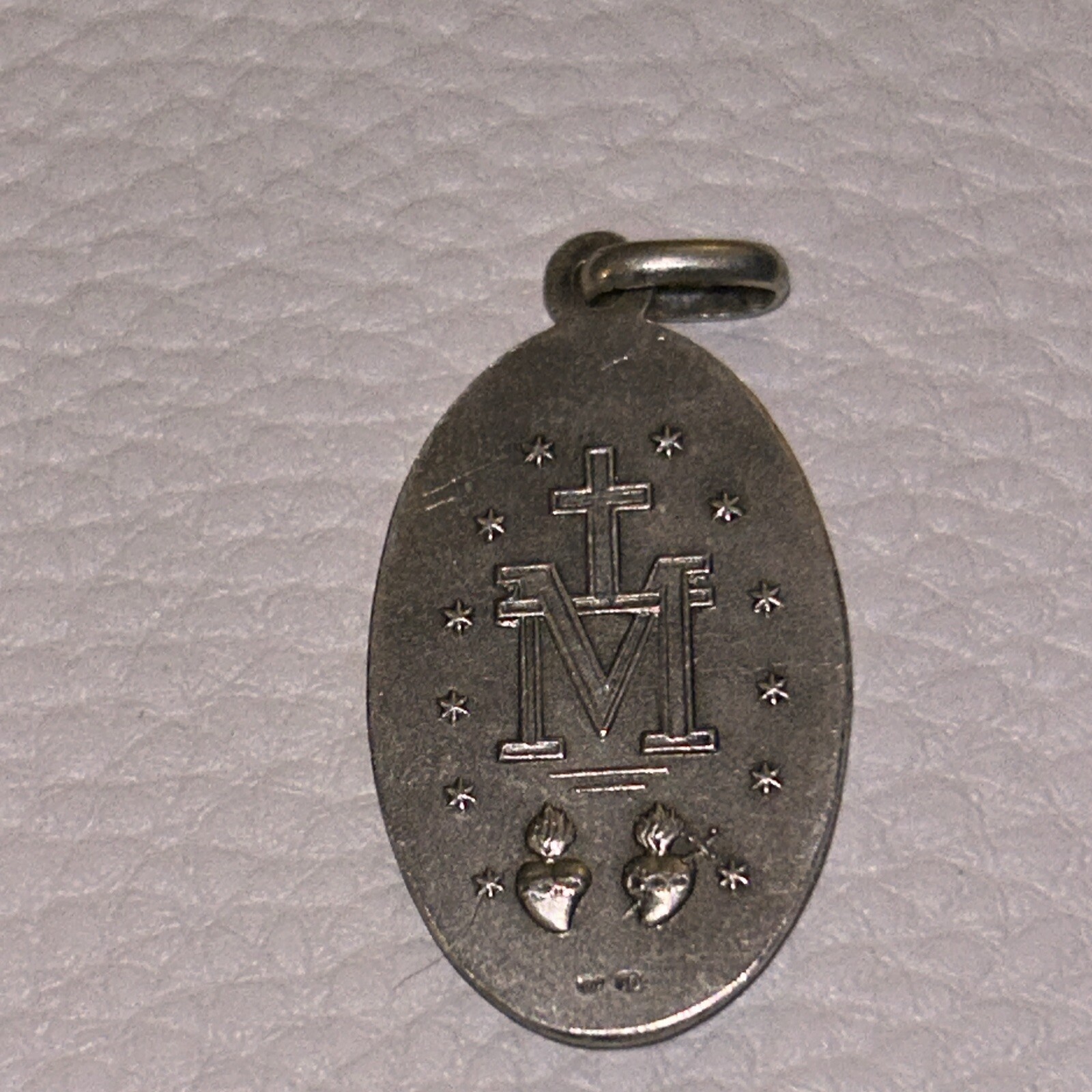 900 European Silver True Vtg Italy St. Regina Religious Oval Pendant TESTED 1”