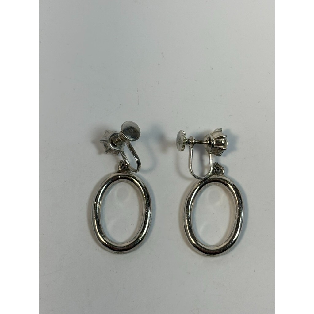 Earrings Elegant Clip On Delicate Rhinestone and Silver Tone