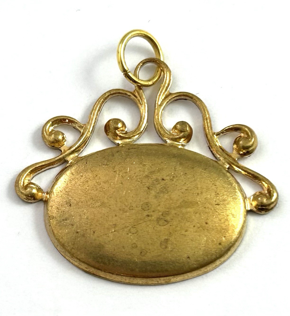 Vintage Fob Style Charm Pendant Ornate Metal Has Tarnish As Is Vintage Jewelry