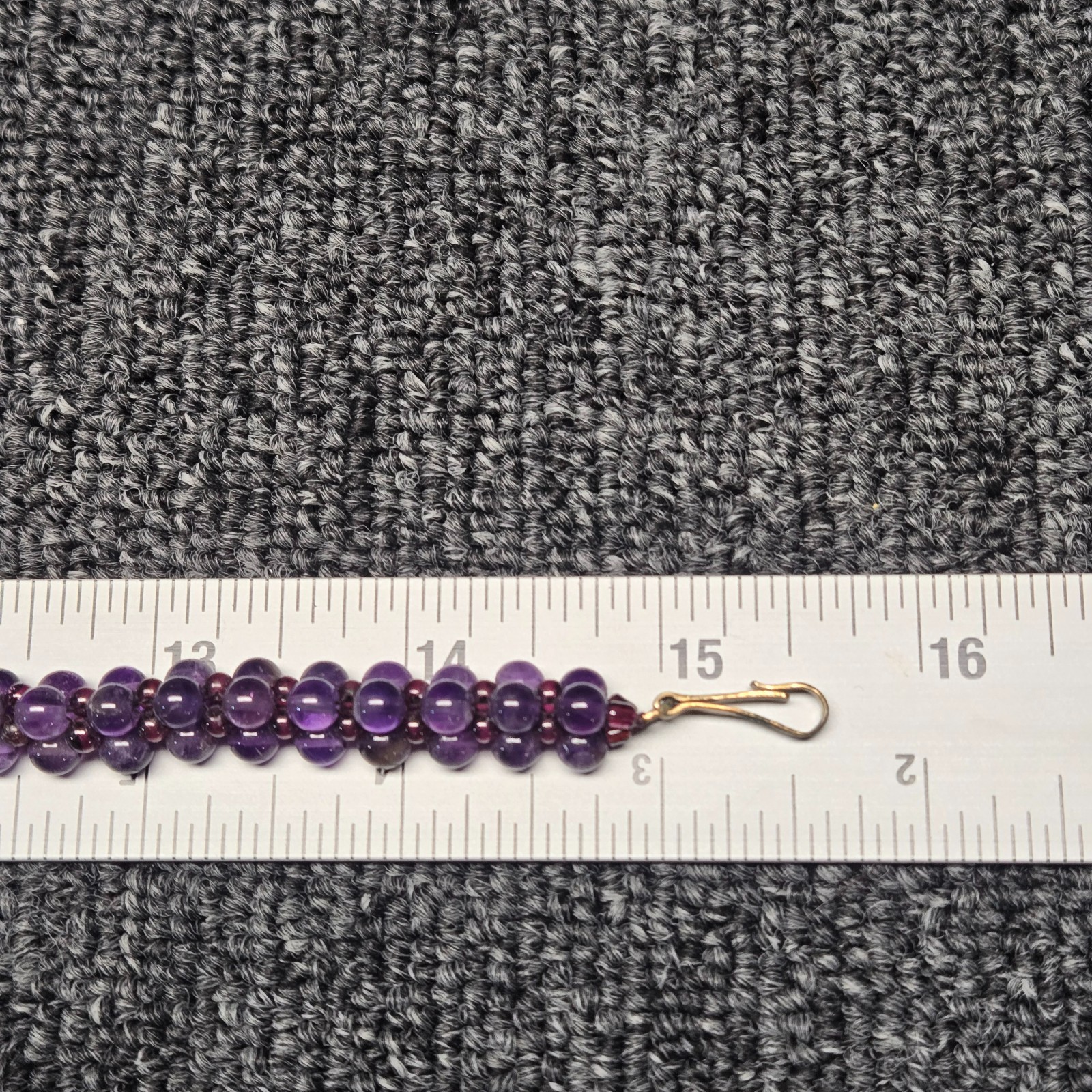 Vintage Purple Gold Bead Necklace Bracelet Set Multi-Strand Jewelry Lot