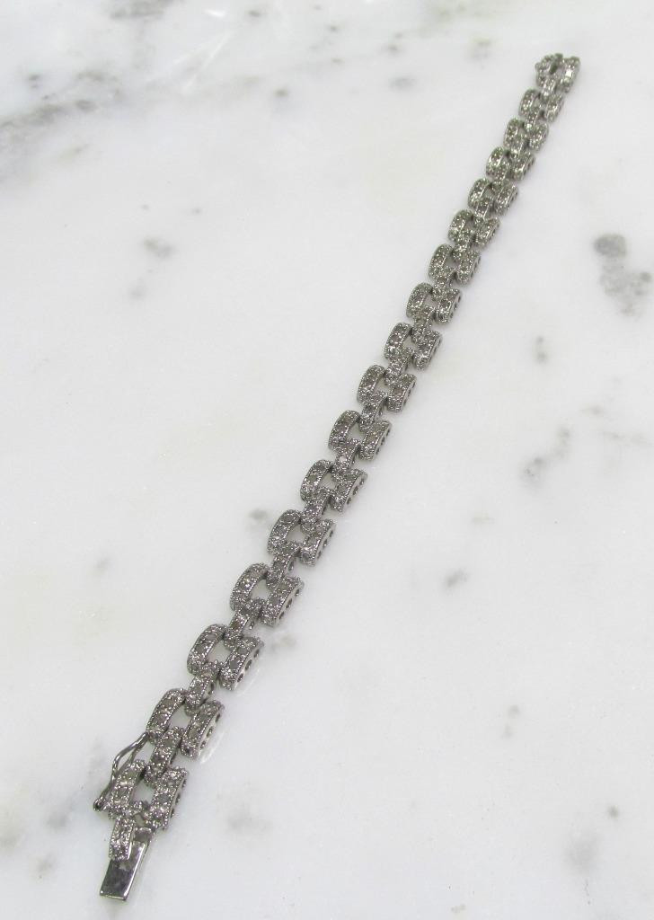 Beautiful 1.53ctw Diamond Sterling Silver Bracelet ~ 16.6grams ~ 4-F395