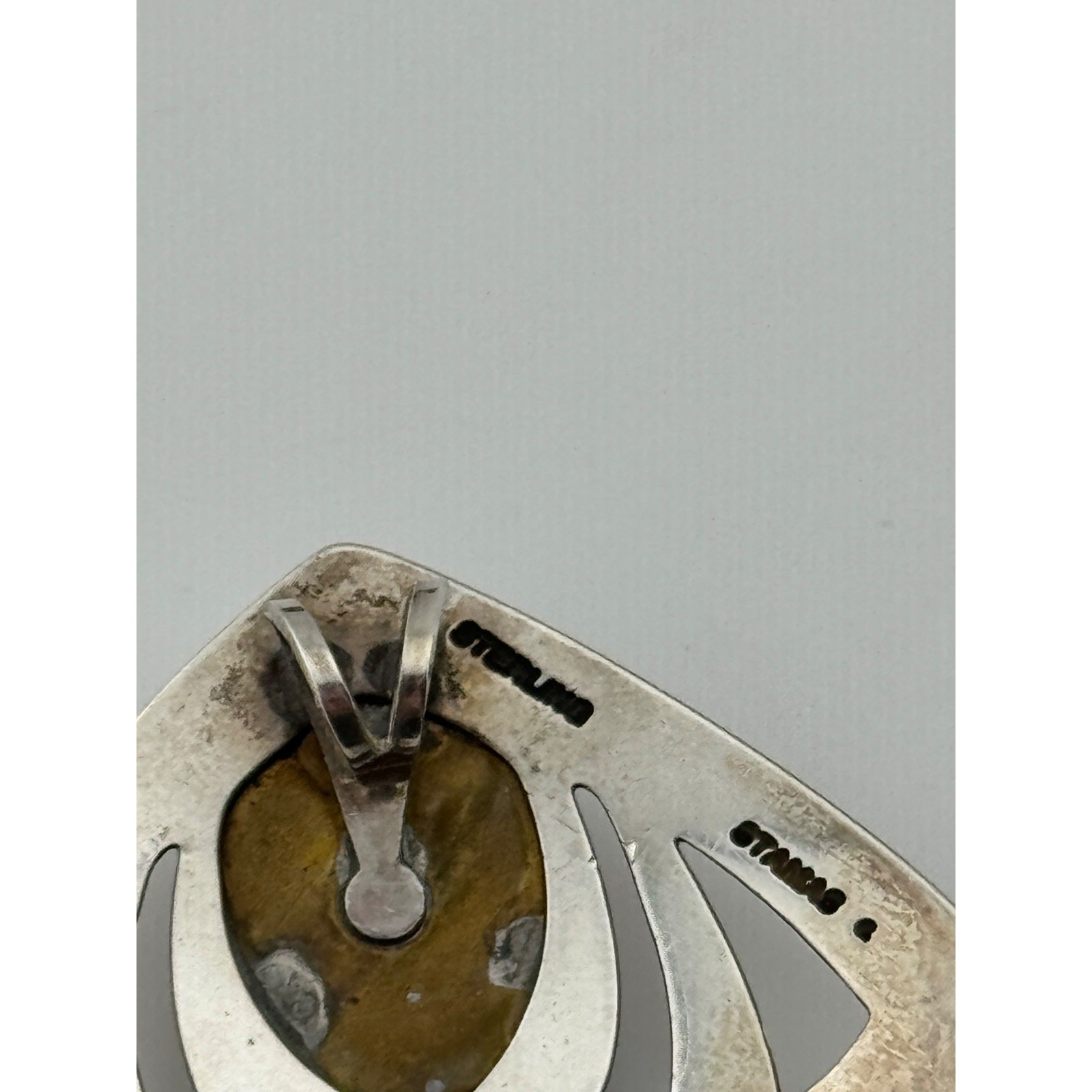 Vintage Stamas Sterling Silver Mixed Metal Modernist Pendant Signed
