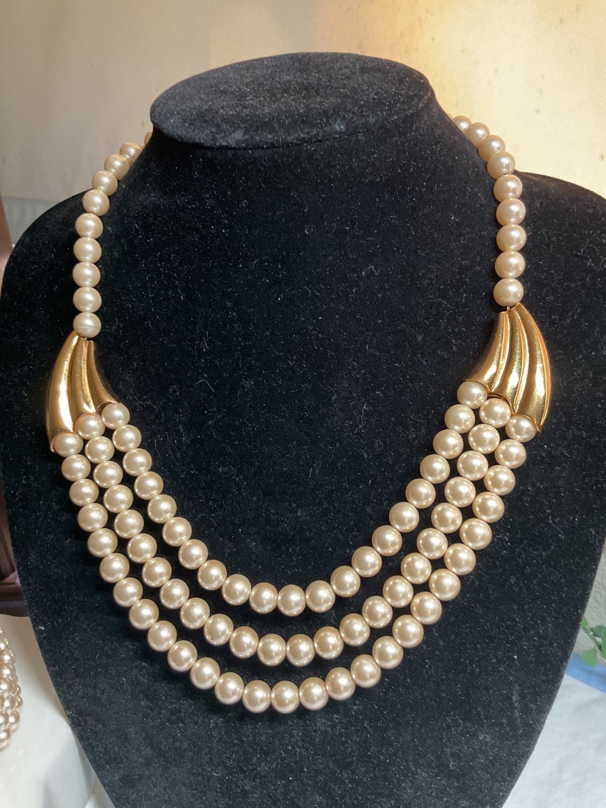 Napier faux pearl necklace with gold tone accents and bracelet