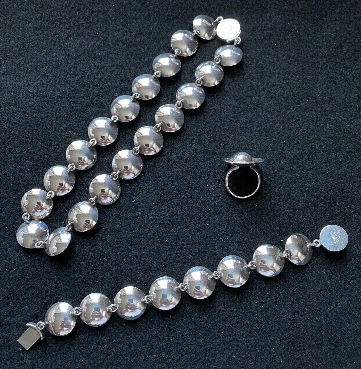 N.E. From Sterling Silver Necklace, Bracelet, Ring