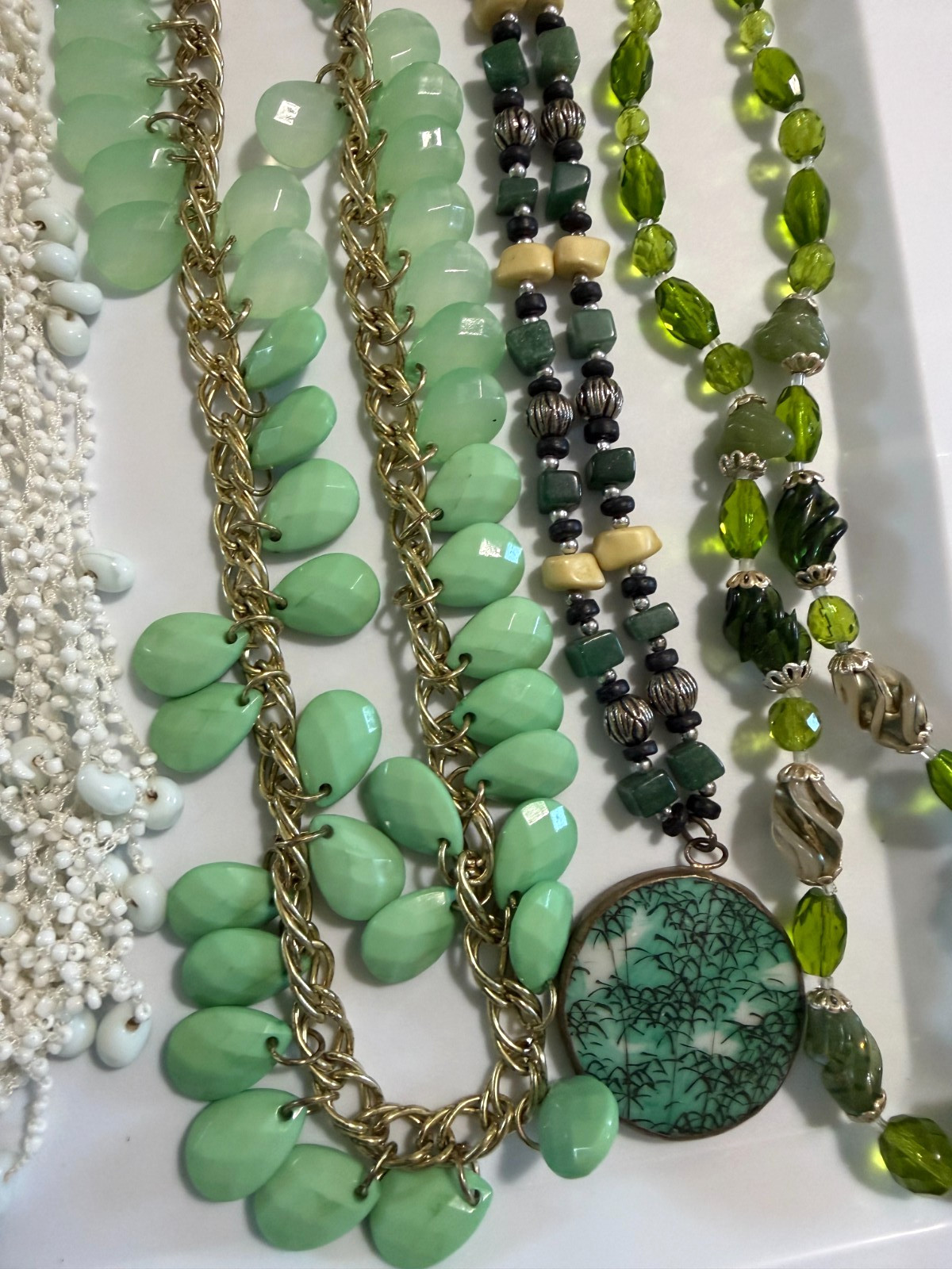 Lot of 13 Necklaces Vintage Costume Shell Beaded Pendant Wood Crocheted Dress Up