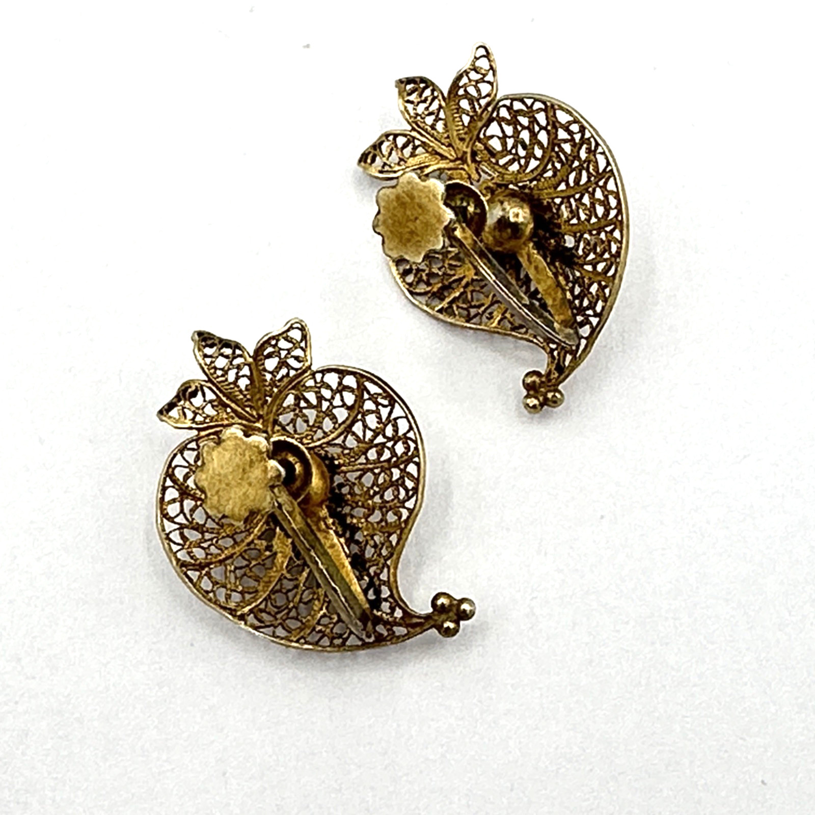 VIANA HEART pendant & earring set – vintage filigree sterling silver gold wash