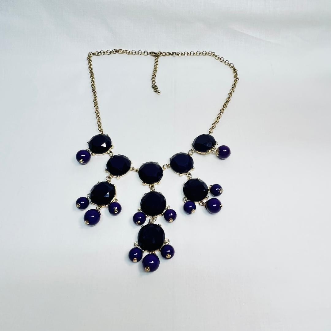 VTG Two (2) Elegant Purple Necklaces Lobster Claw Safety Clasp Gold-Nylon Strung