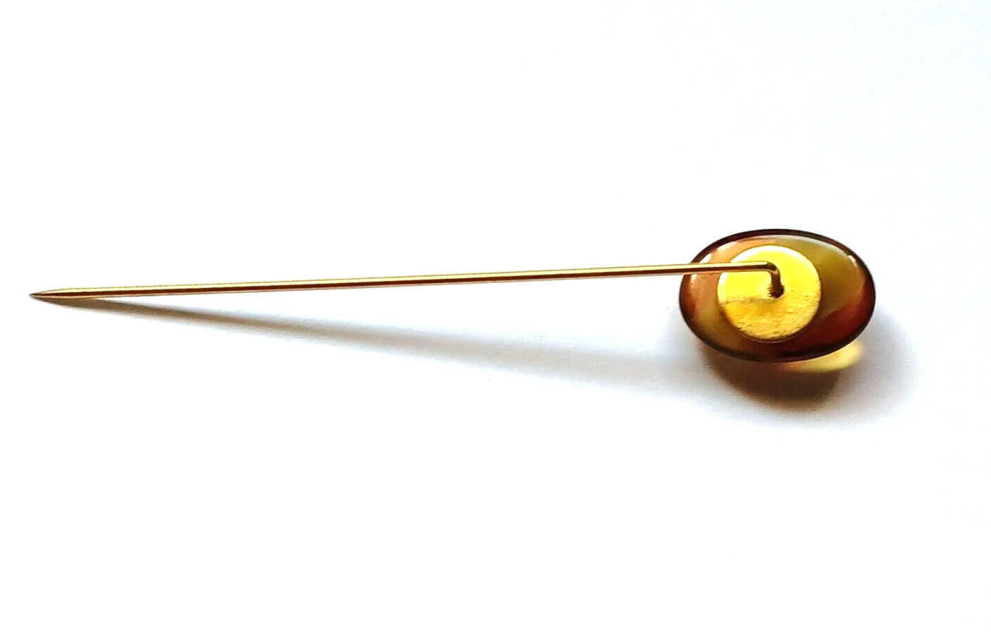 Vintage Brown & White Glass Swirl Stick Pin
