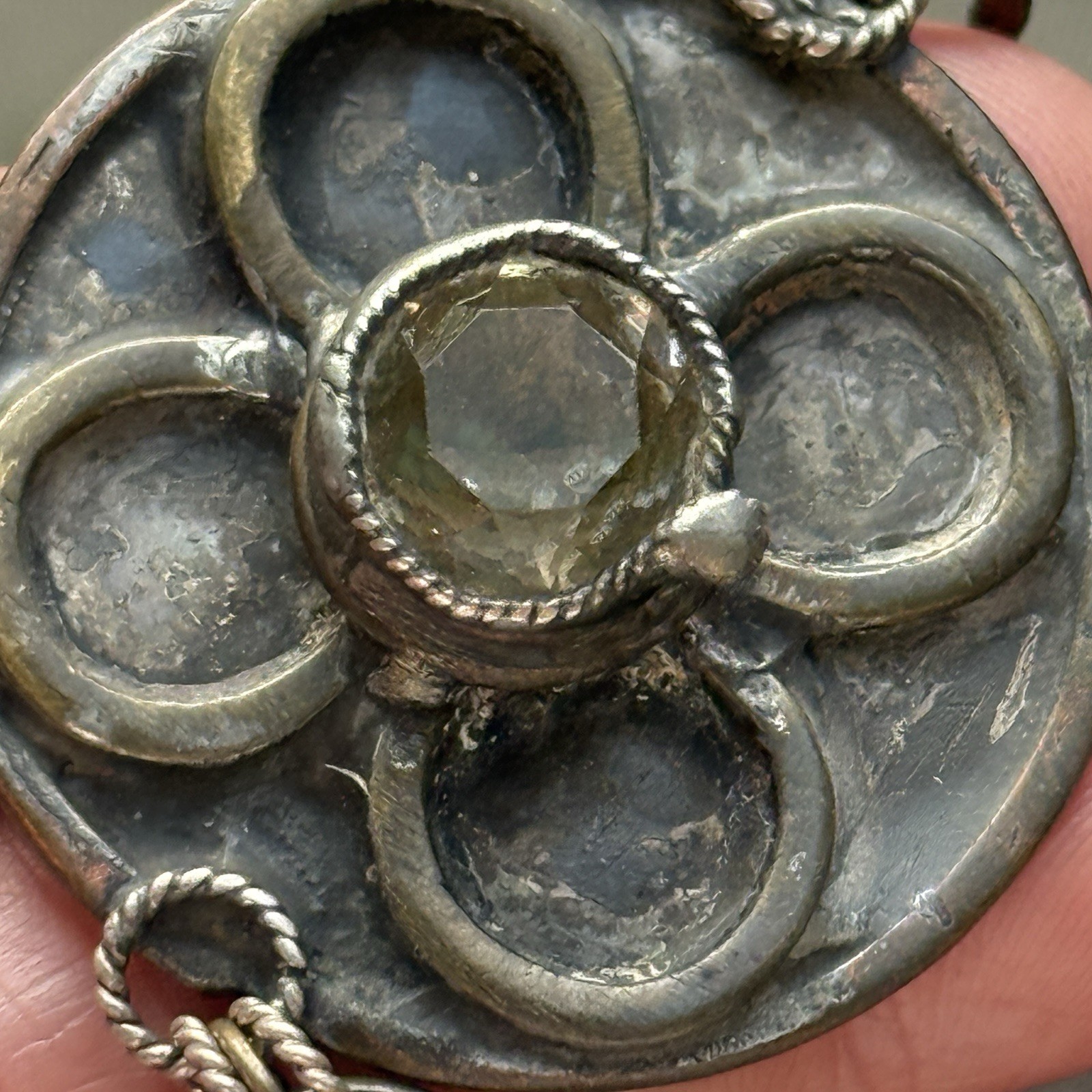 Vintage Signed Artisan Sterling & Mixed Metal Quartz Bracelet One Of A Kind Boho