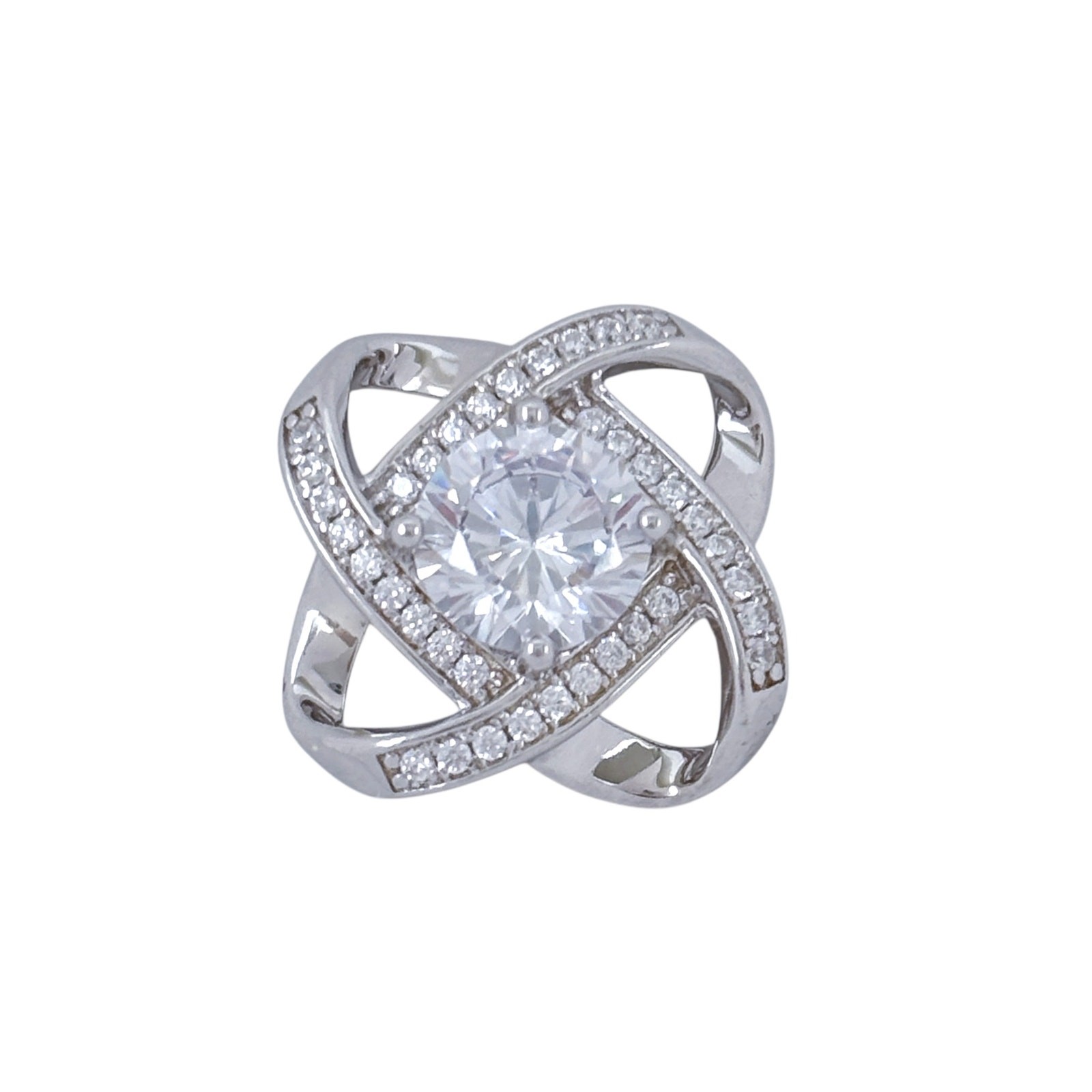 Crossover Cubic Zirconia Cushion Cut Pendant | Vintage Sterling Silver 925