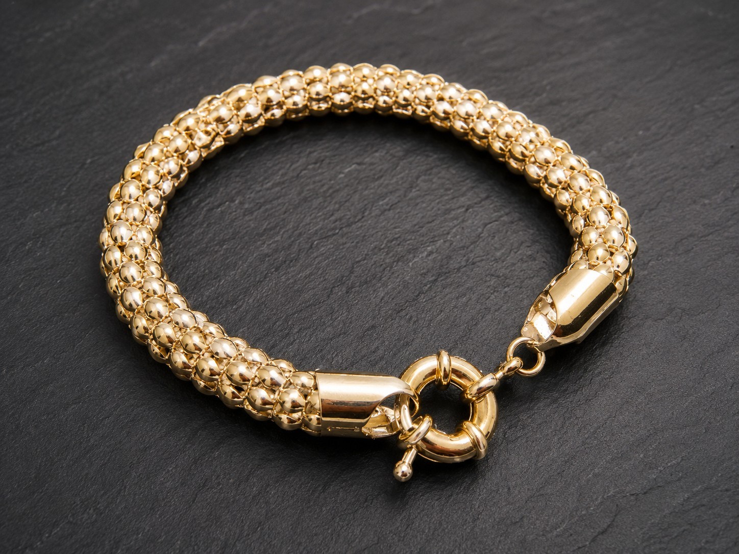 Vintage Bracelet Silver Tone Popcorn Rope Chunky 8″