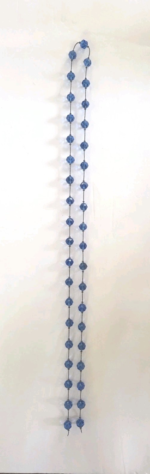 Vtg Blue Crystal Faceted Fire Polished Glass Hand Knotted Beads Czech 44 Inches