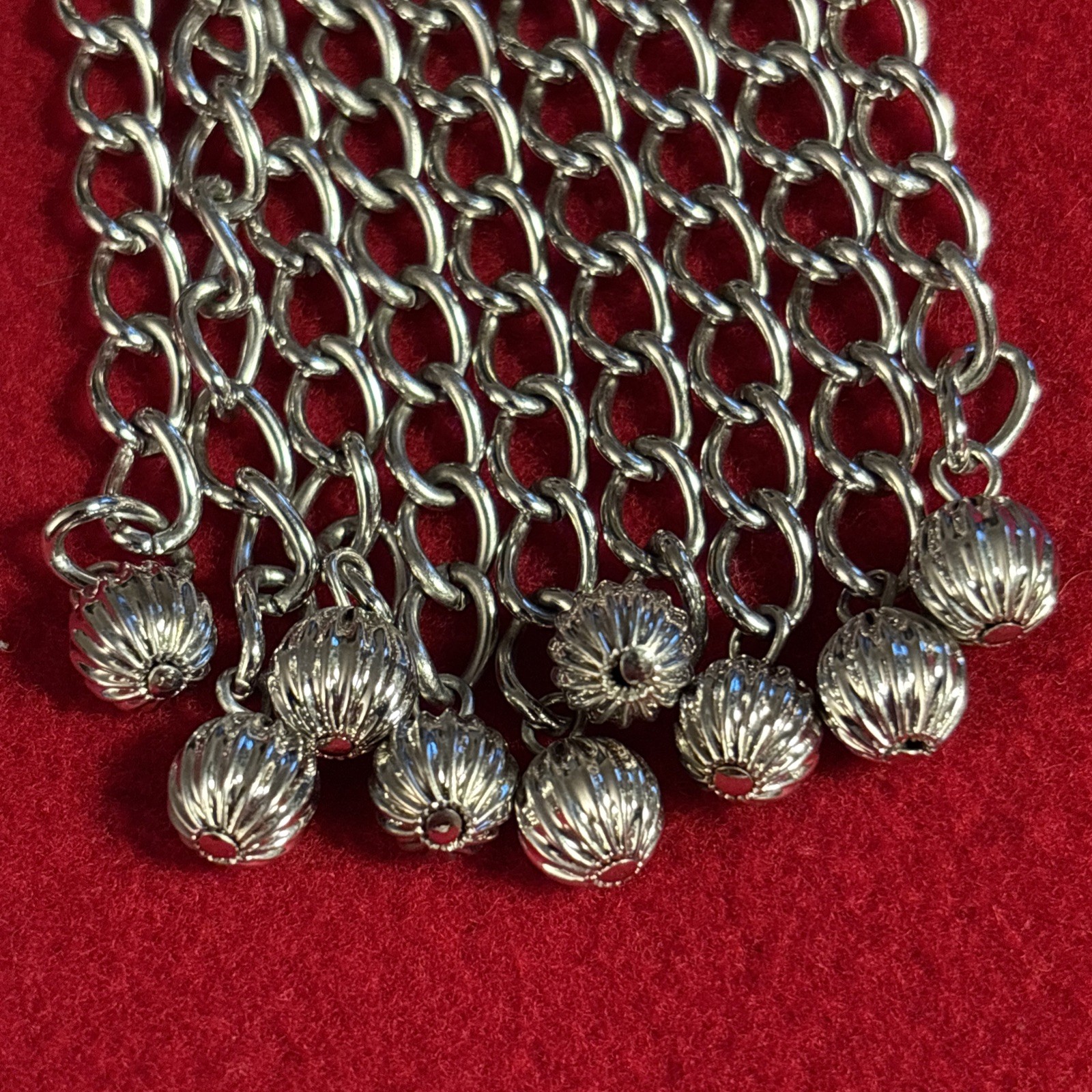 Vintage Sarah Coventry Silver Tone Filigree Chain Fringe Brooch Earrings Set