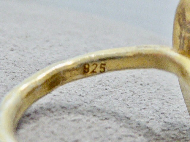 VINTAGE CUSTOM STERLING SILVER 925 GOLD TONE DOUBLE FACE COIN RING SIZE 4.25