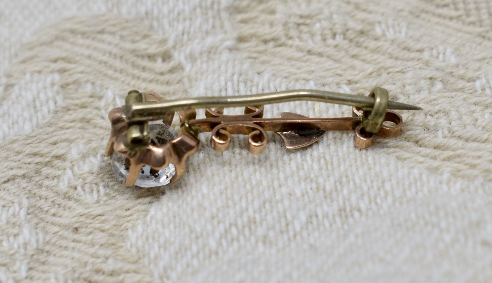 Antique 10k Solid Gold & Cushion Cut Paste Victorian Halley’s Comet Pin / Brooch