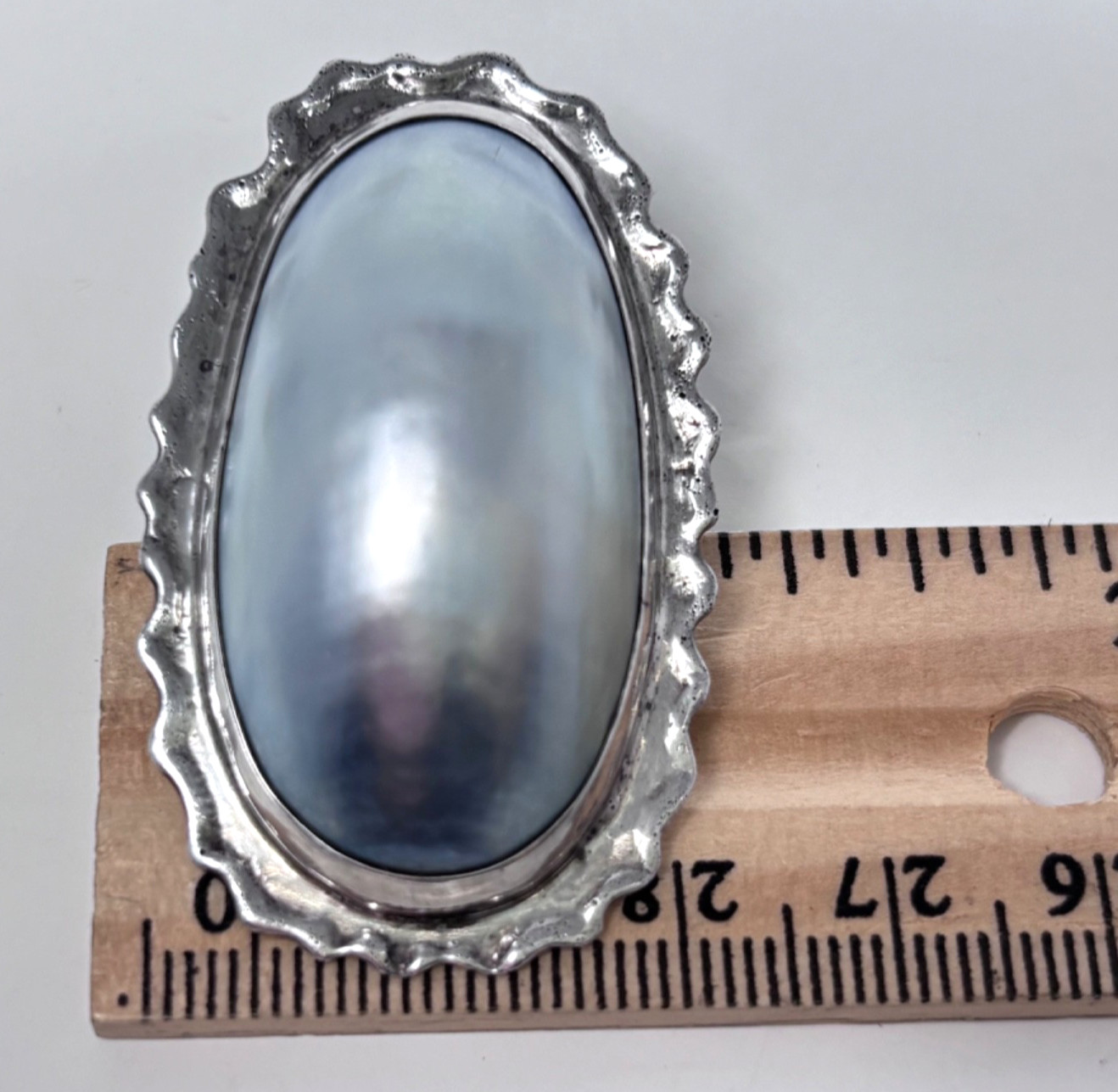 VTG Earrings 925 Silver Osmeña Nautilus Shell Pearl Cabochons Post TLK Mine