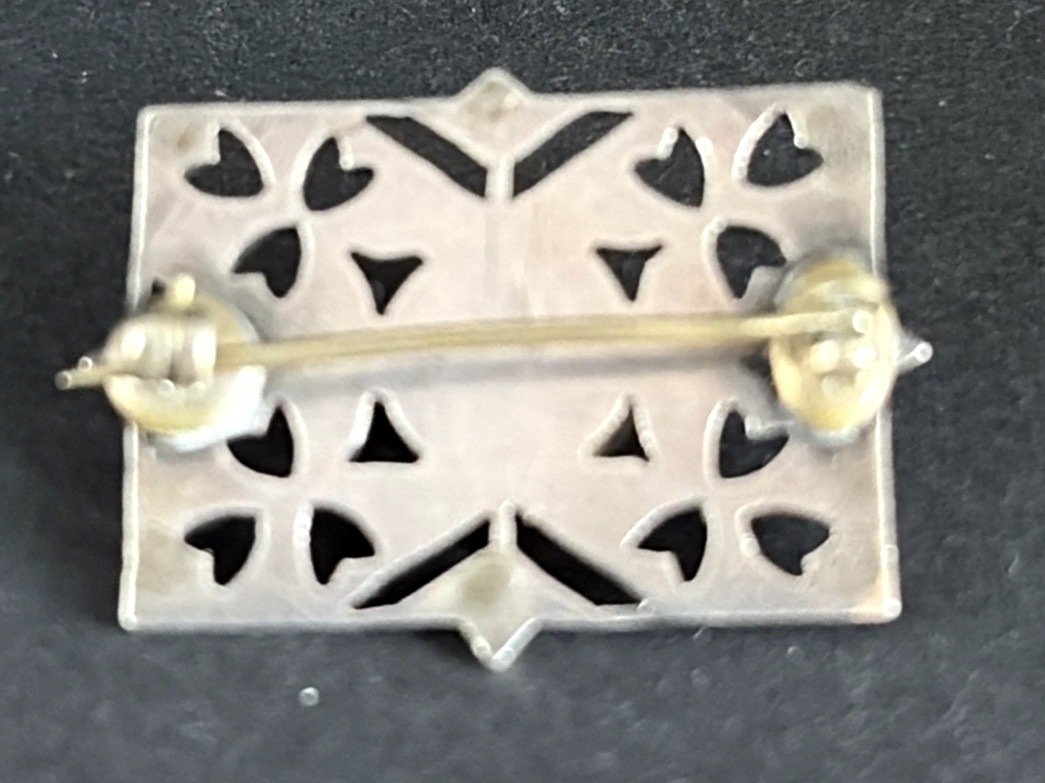 Vintage Art Deco Sterling Silver Coral & Marcasite Brooch Pin Tested 4.9g